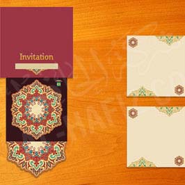 Iridescent Digital Printed Wedding Invitation Card Red and White With Metallic Gold & Silver Ink